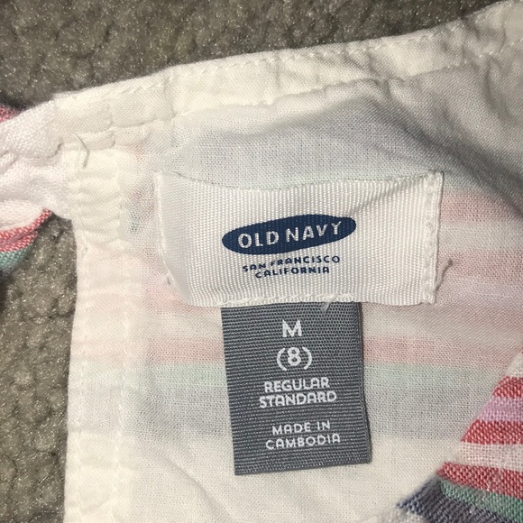 Girls white stripped romper - Picture 2 of 3